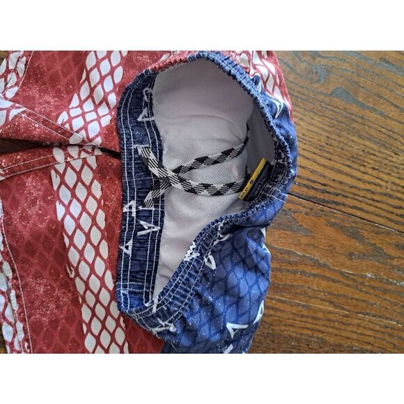Boys Small AFTCO Red White Blue Swimming Shorts Trunks American Fishing Tackle - Picture 2 of 3